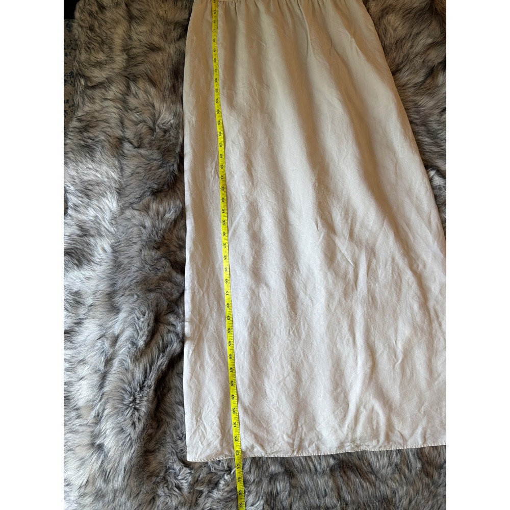 Zara Womens Beige Linen Blend Square Neck Smocked Back Maxi Dress Size M - Picture 8 of 9